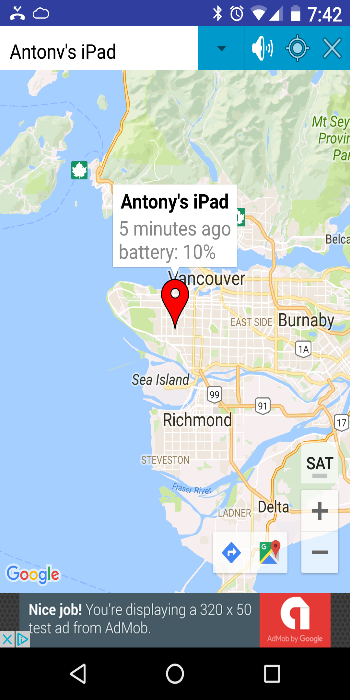 Find iPhone Located iPad Stats